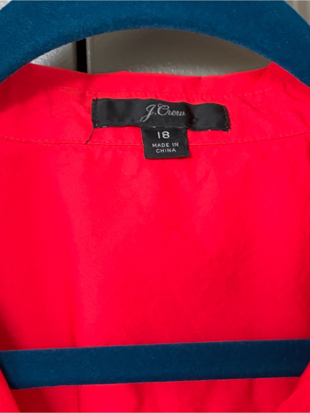 JCREW Bright Red Cotton Long Sleeve Shirt Dress with Fabric Belt - Picture 2 of 3